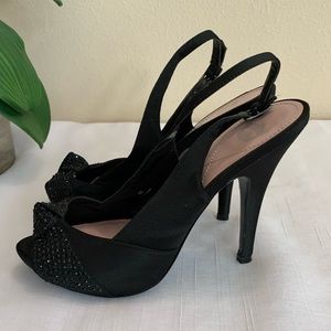 Miss America "Grace" Slingback Platform
Peep-toe Stiletto Heels w/Crystal Bow 8